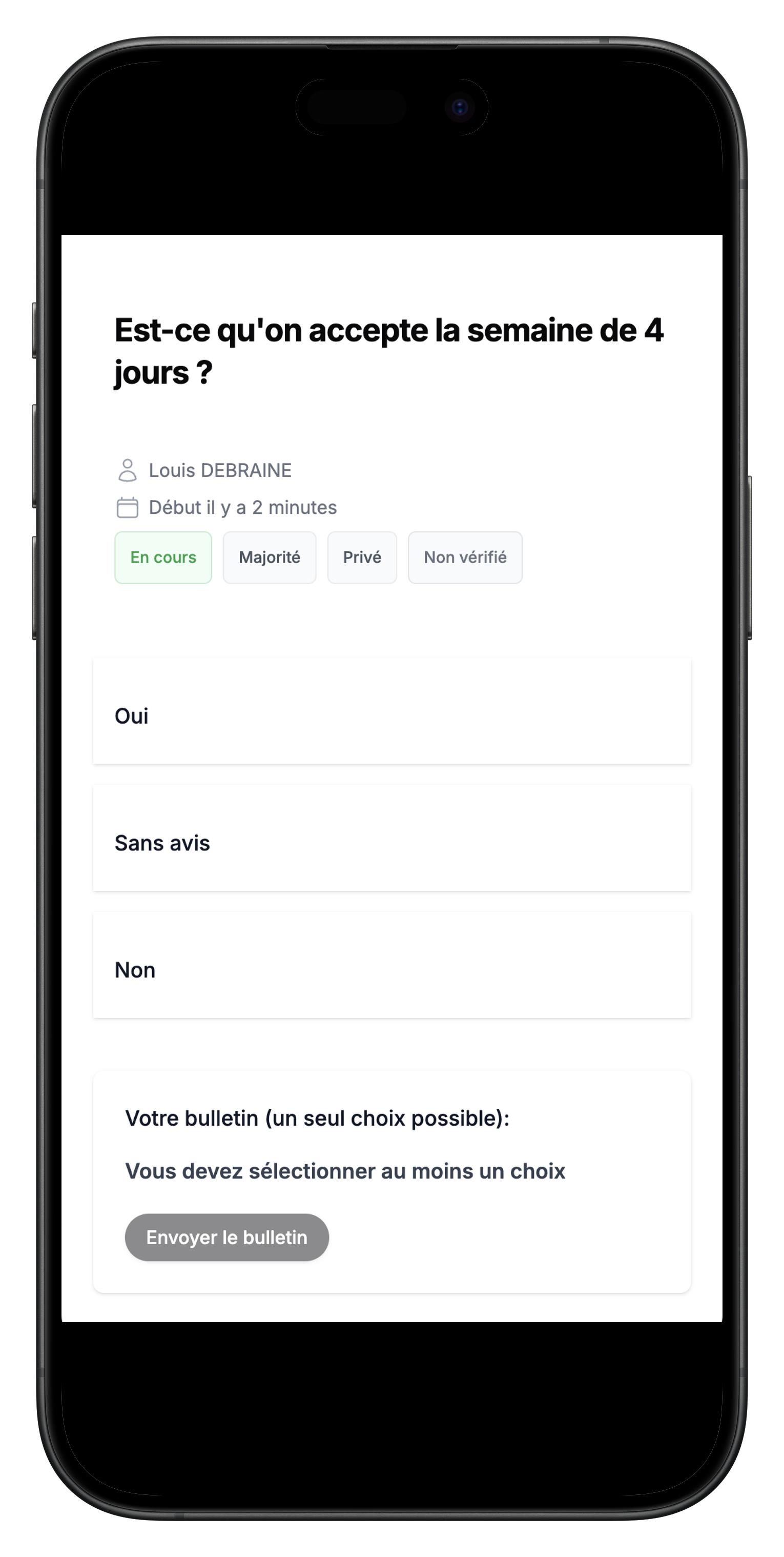 Iphone vote page screenshot